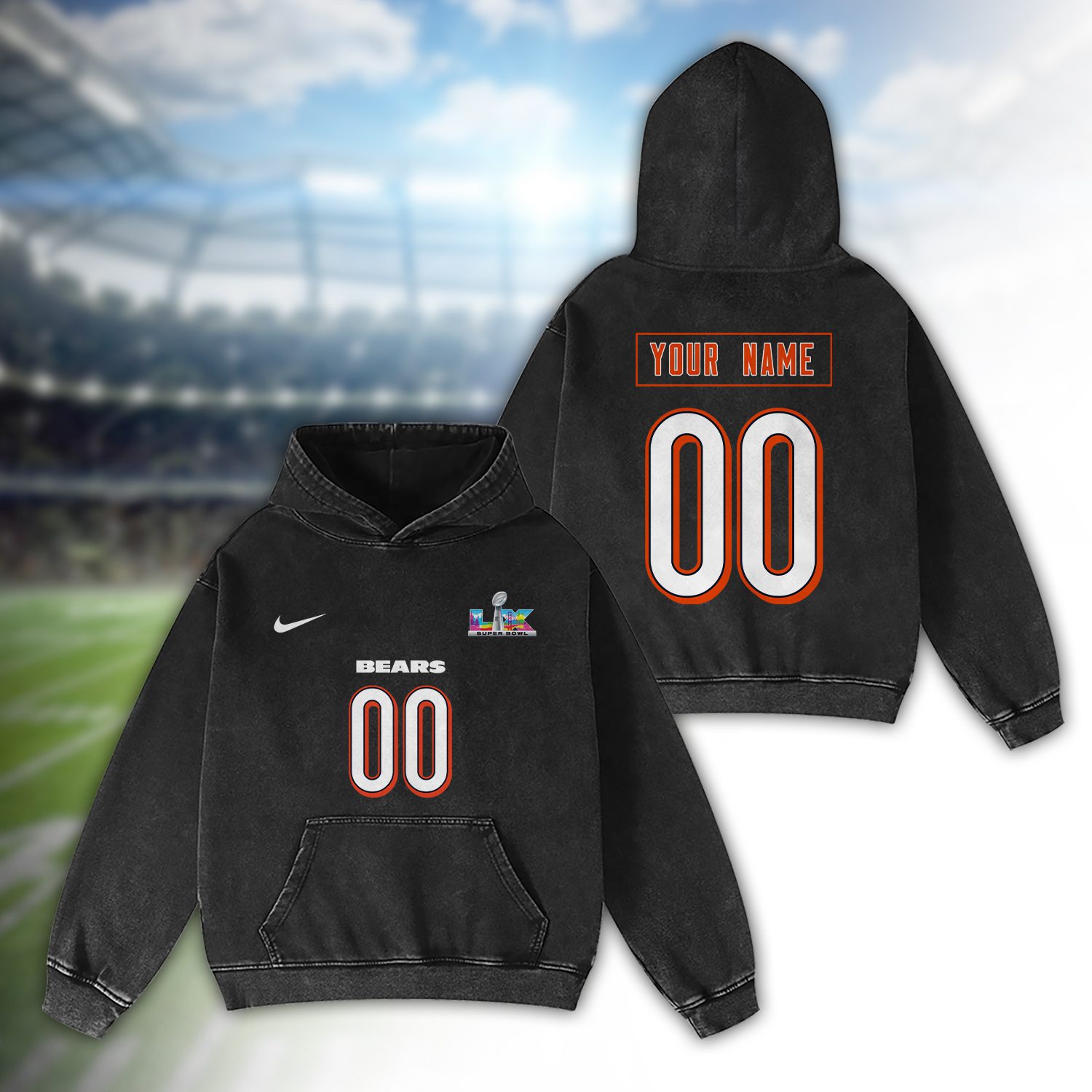 Chicago-Bears-Bad-Bunny-Super-Bowl-LX-2026-2D-Washed-Hoodie Chicago Bears Bad Bunny Super Bowl LX 2026 2D Washed Hoodie