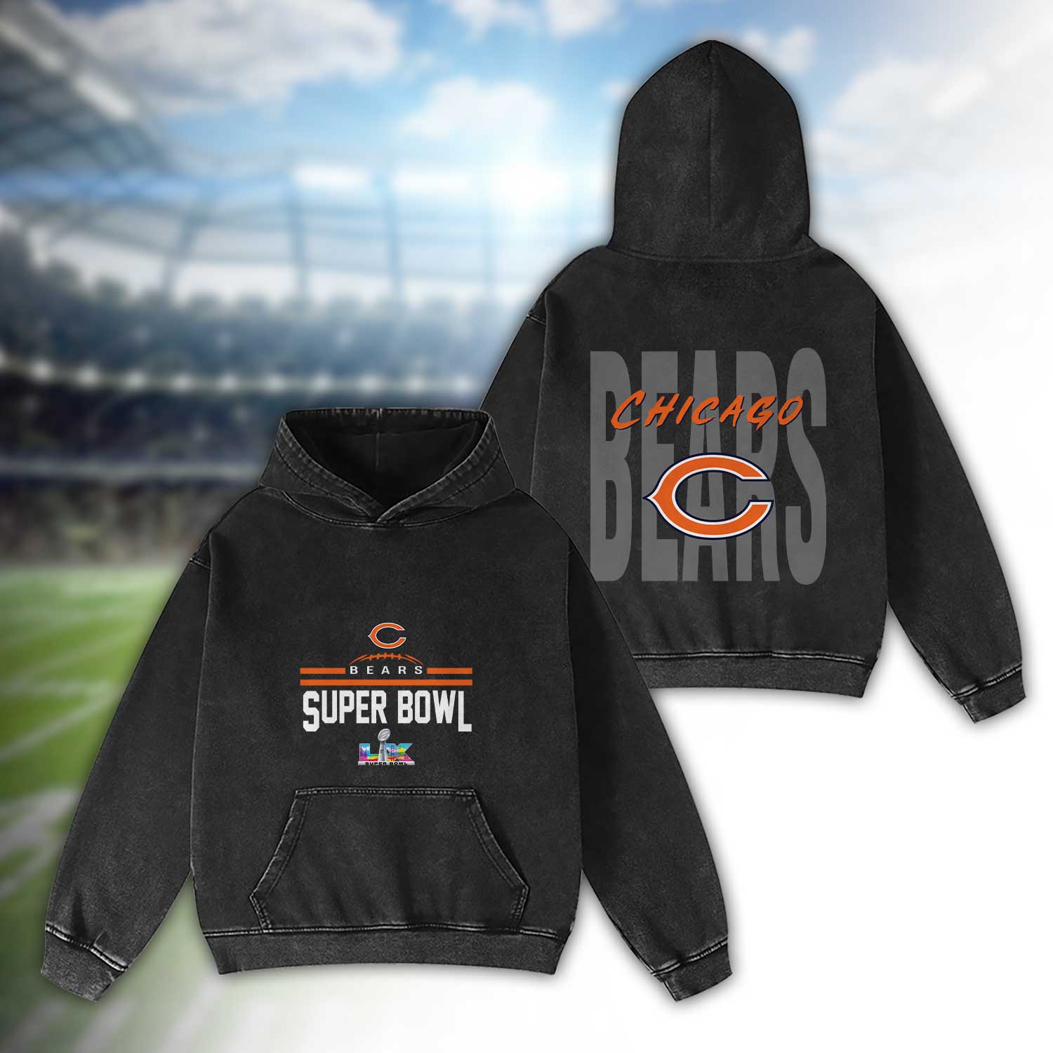 Chicago-Bears-Bad-Bunny-Super-Bowl-LX-2026-2D-Washed-Hoodie Chicago Bears Bad Bunny Super Bowl LX 2026 2D Washed Hoodie