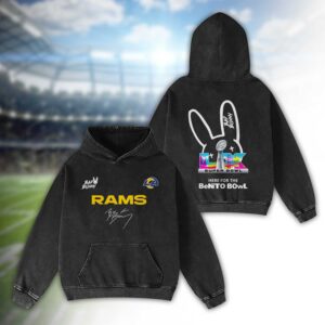 Los Angeles Rams Bad Bunny Super Bowl LX 2026 2D Washed Hoodie