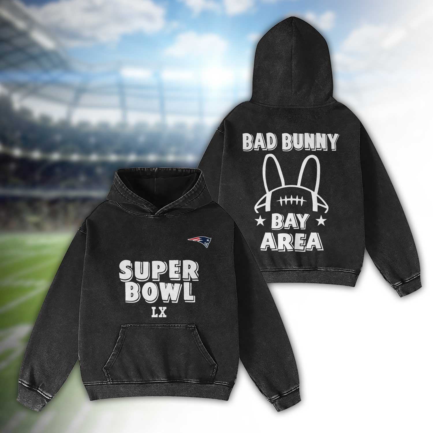 New-England-Patriots-Bad-Bunny-Super-Bowl-LX-2026-2D-Washed-Hoodie New England Patriots Bad Bunny Super Bowl LX 2026 2D Washed Hoodie