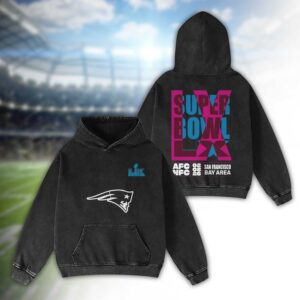 New England Patriots Bad Bunny Super Bowl LX 2026 2D Washed Hoodie