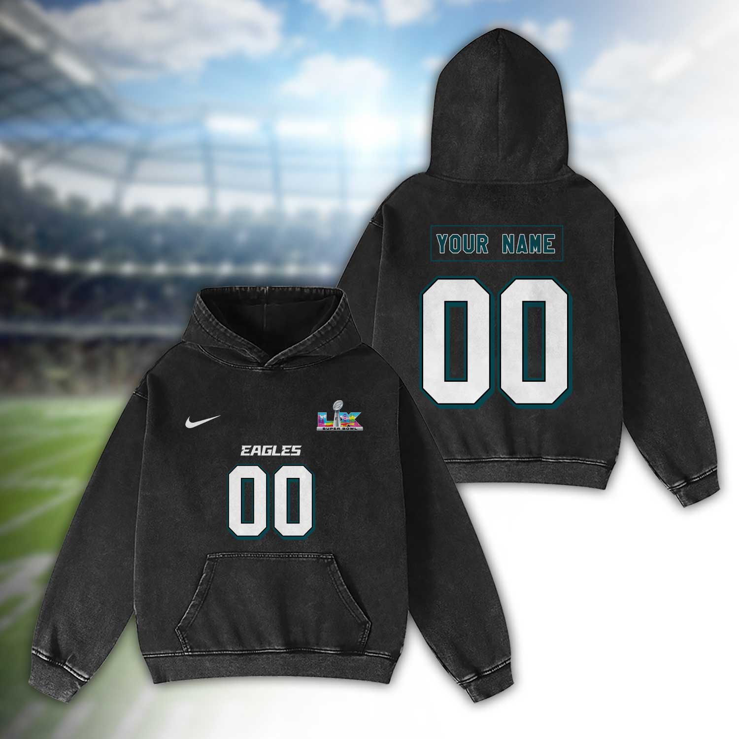 Philadelphia-Eagles-Bad-Bunny-Super-Bowl-LX-2026-2D-Washed-Hoodie Philadelphia Eagles Bad Bunny Super Bowl LX 2026 2D Washed Hoodie
