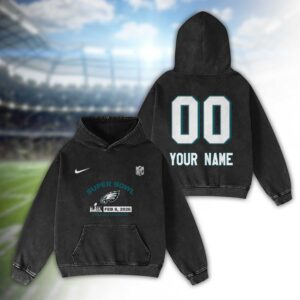Philadelphia Eagles Bad Bunny Super Bowl LX 2026 2D Washed Hoodie
