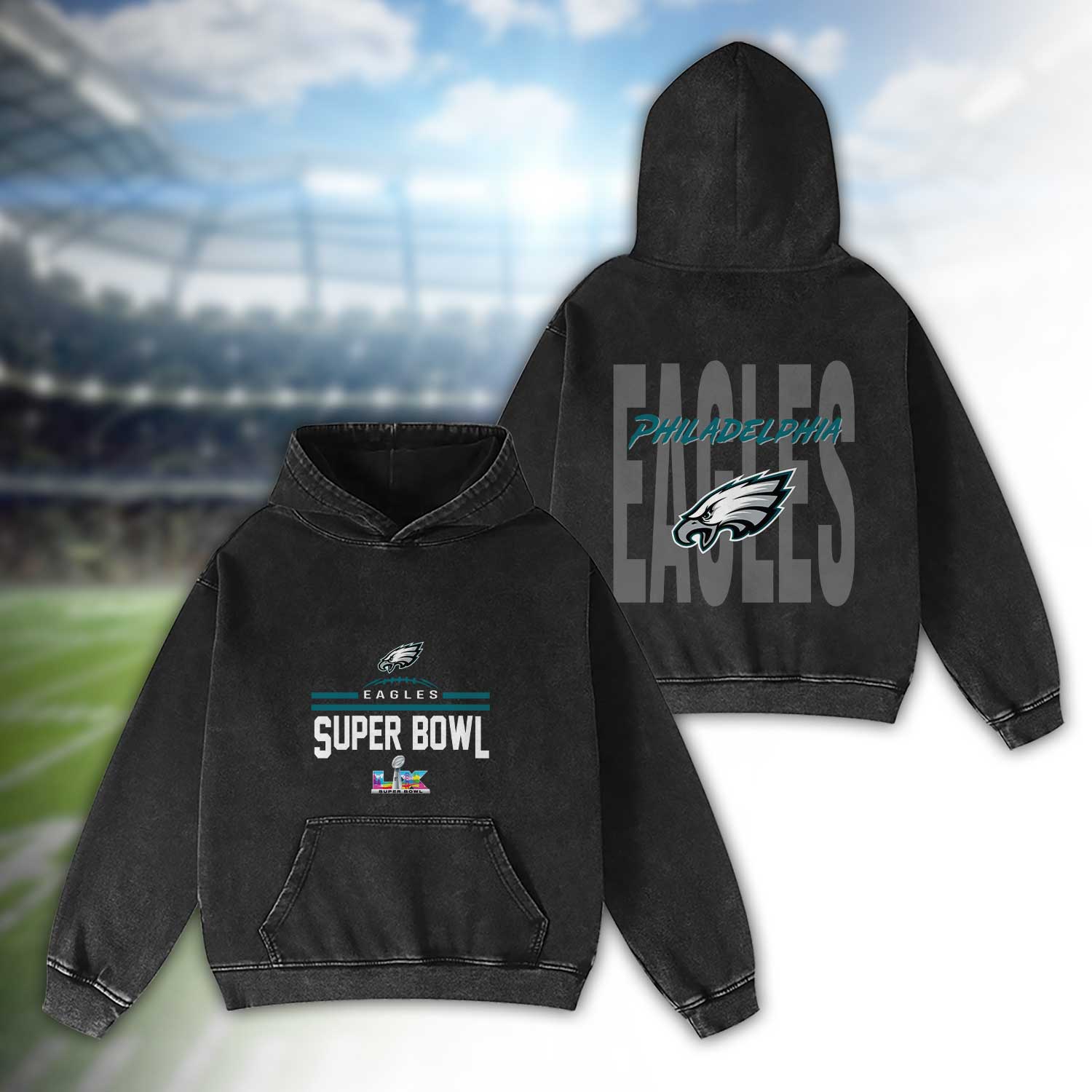 Philadelphia-Eagles-Bad-Bunny-Super-Bowl-LX-2026-2D-Washed-Hoodie Philadelphia Eagles Bad Bunny Super Bowl LX 2026 2D Washed Hoodie