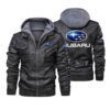 Subaru Black Brown Leather Jacket LIZ085