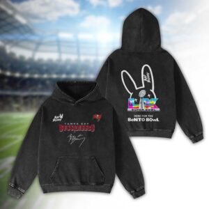 Tampa Bay Buccaneers Bad Bunny Super Bowl LX 2026 2D Washed Hoodie