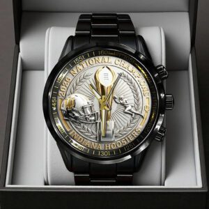 Indiana Hoosiers Football 2025 National Champions Black Stainless Steel Watch CHAMP20266