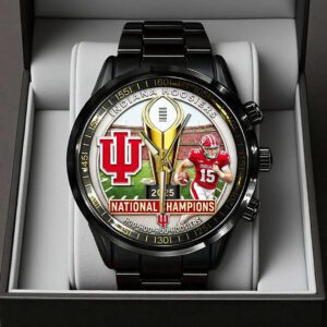Indiana Hoosiers Football 2025 National Champions Black Stainless Steel Watch CHAMP20271