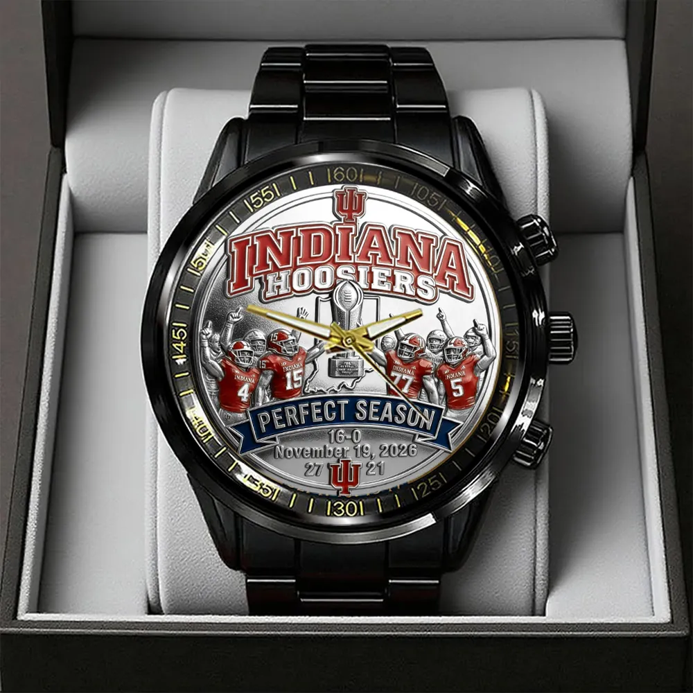 Indiana Hoosiers Football 2025 National Champions Black Stainless Steel Watch CHAMP20275