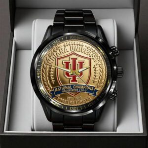 Indiana Hoosiers Football 2025 National Champions Black Stainless Steel Watch CHAMP20280