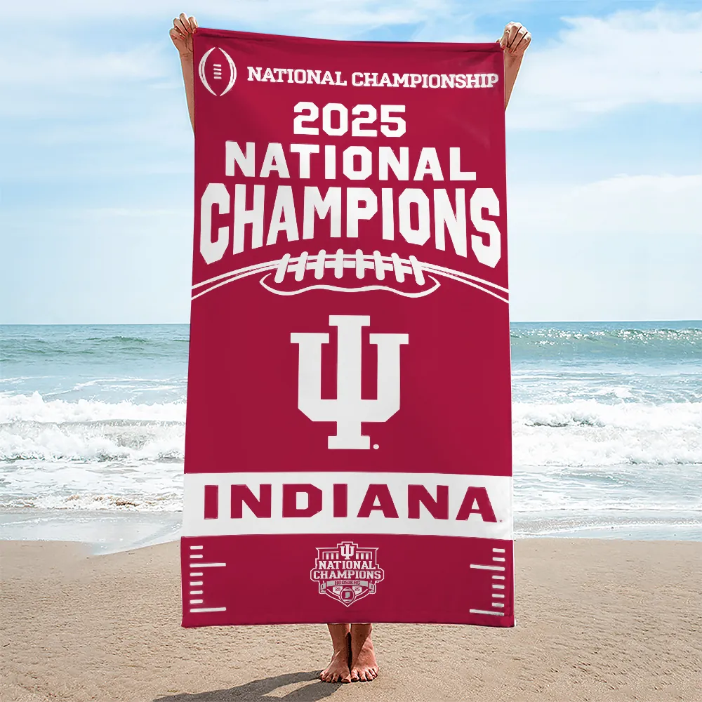 Indiana Hoosiers Football 2025 National Champions Rectangle Beach Towel CHAMP20307