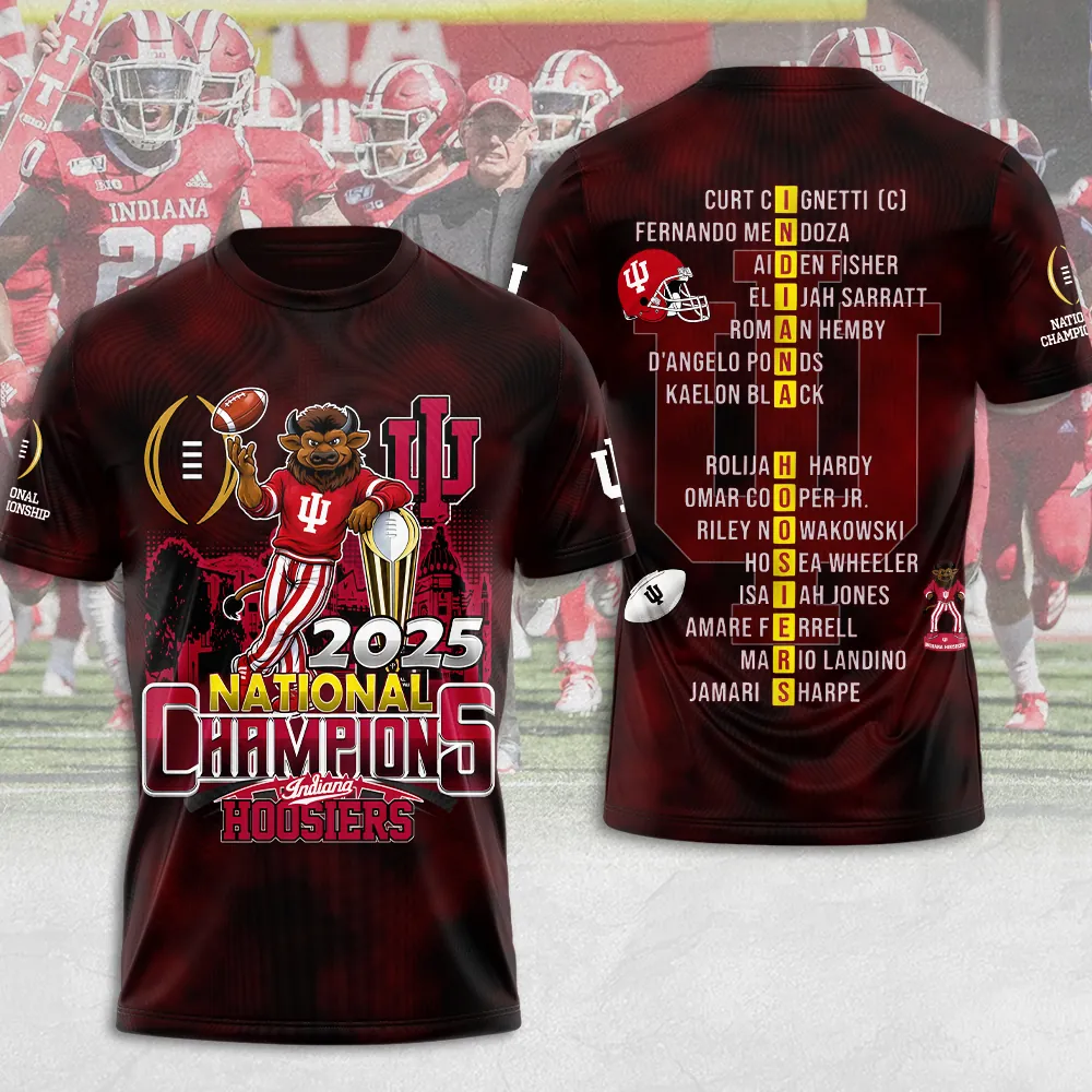 Indiana Hoosiers Football 2025 National Champions Unisex Performance T-Shirt CHAMP20376