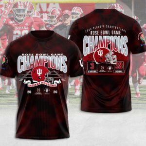 Indiana Hoosiers Football 2026 Rose Bowl Champions Unisex Performance T-Shirt CHAMP20418