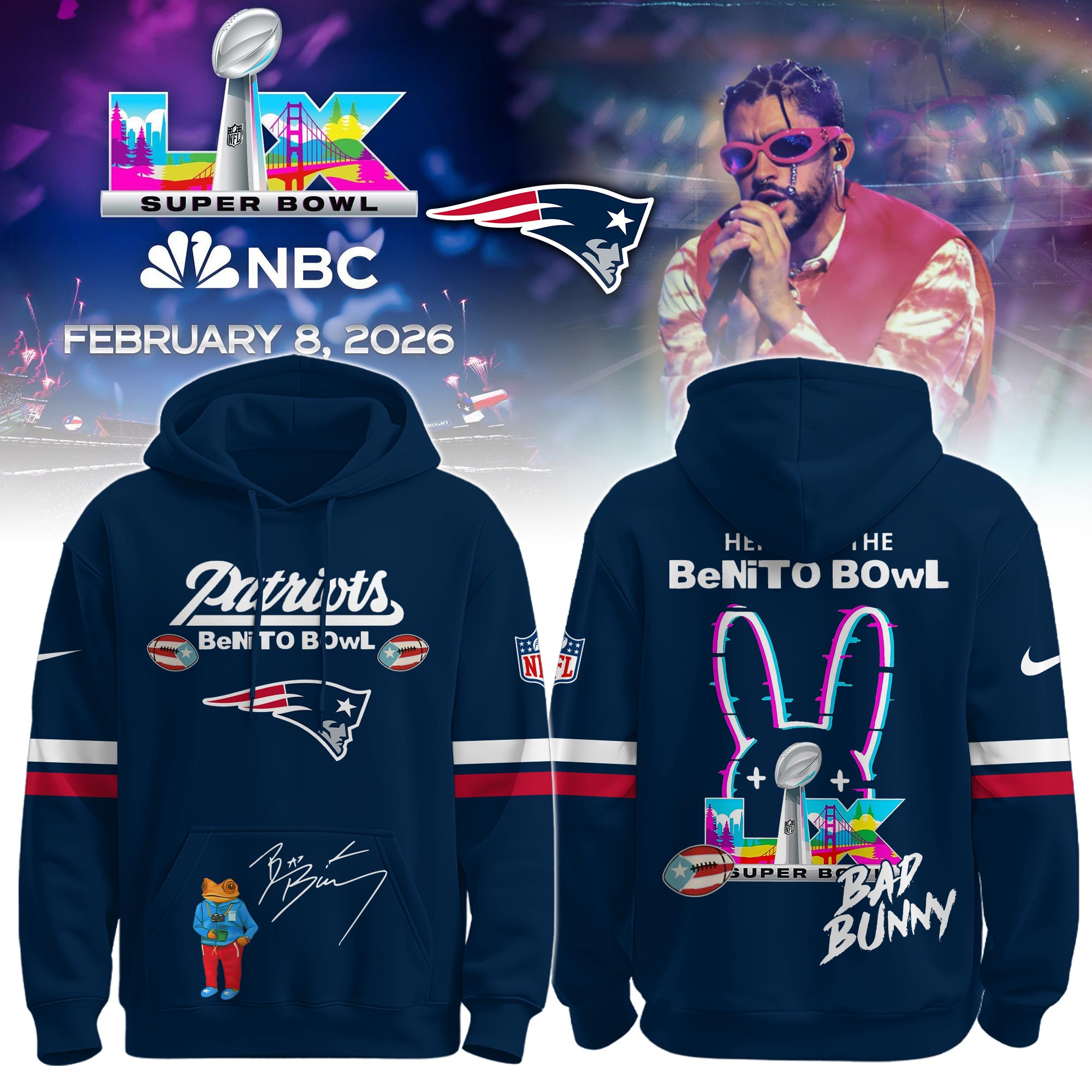 New-England-Patriots-Bad-Bunny-AFC-Champions-202627-Hoodie-SPBLX20287 New England Patriots Bad Bunny AFC Champions 2026/27 Hoodie SPBLX20287