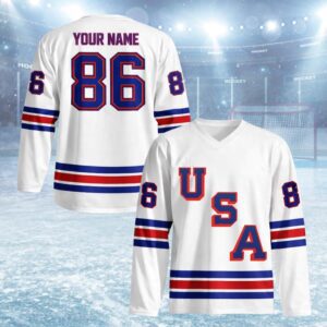 Custom Hockey Jersey USA Olympic 2026 Winter Games Personalized Printed Name & Number Fan Apparel, USA Hockey Uniform