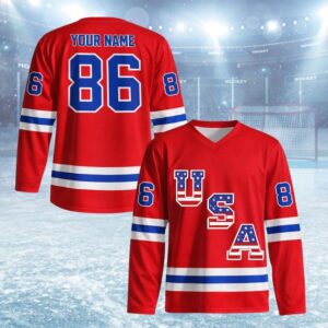 Custom Hockey Jersey USA Olympic 2026 Winter Games Personalized Stitched/Printed Name & Number Fan Apparel