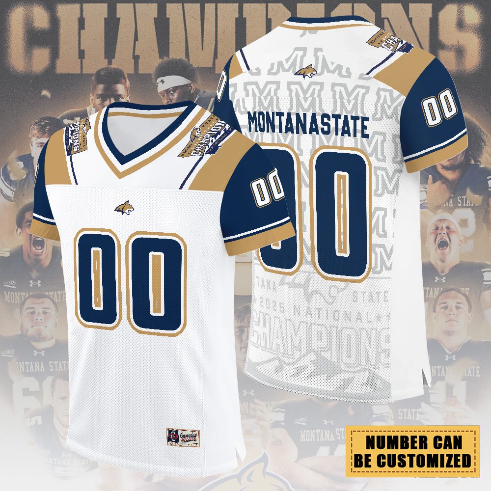Personalized-Montana-State-Bobcats-Football-3D-Football-Jersey Personalized Montana State Bobcats Football 3D Football Jersey