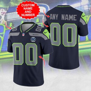Personalized Seattle Seahawks 50th Anniversary 3D Football Jersey