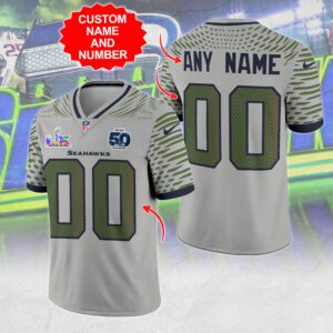 Personalized Seattle Seahawks 50th Anniversary x Super Bowl LX 3D Football Jersey