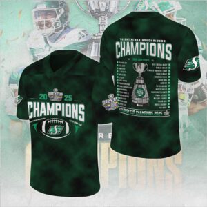Saskatchewan Roughriders 2025 Grey Cup Champions 3D Football Jersey
