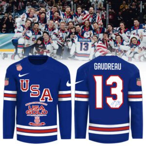 USA Men's Hockey 2026 Winter Olympics Gold Medal Johnny Gaudreau Limited Edition Jersey CHAMP20278