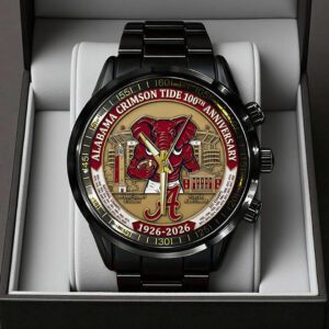 Alabama Crimson Tide Football 100th Anniversary 2026 Black Stainless Steel Watch SPM1062