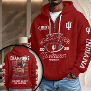 Indiana Hoosiers Football 2025 3D Unisex Waffle Hoodie UWH1023