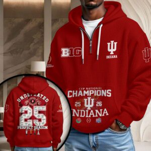 Indiana Hoosiers Football 2025 National Champions 3D Unisex Waffle Hoodie UWH1002