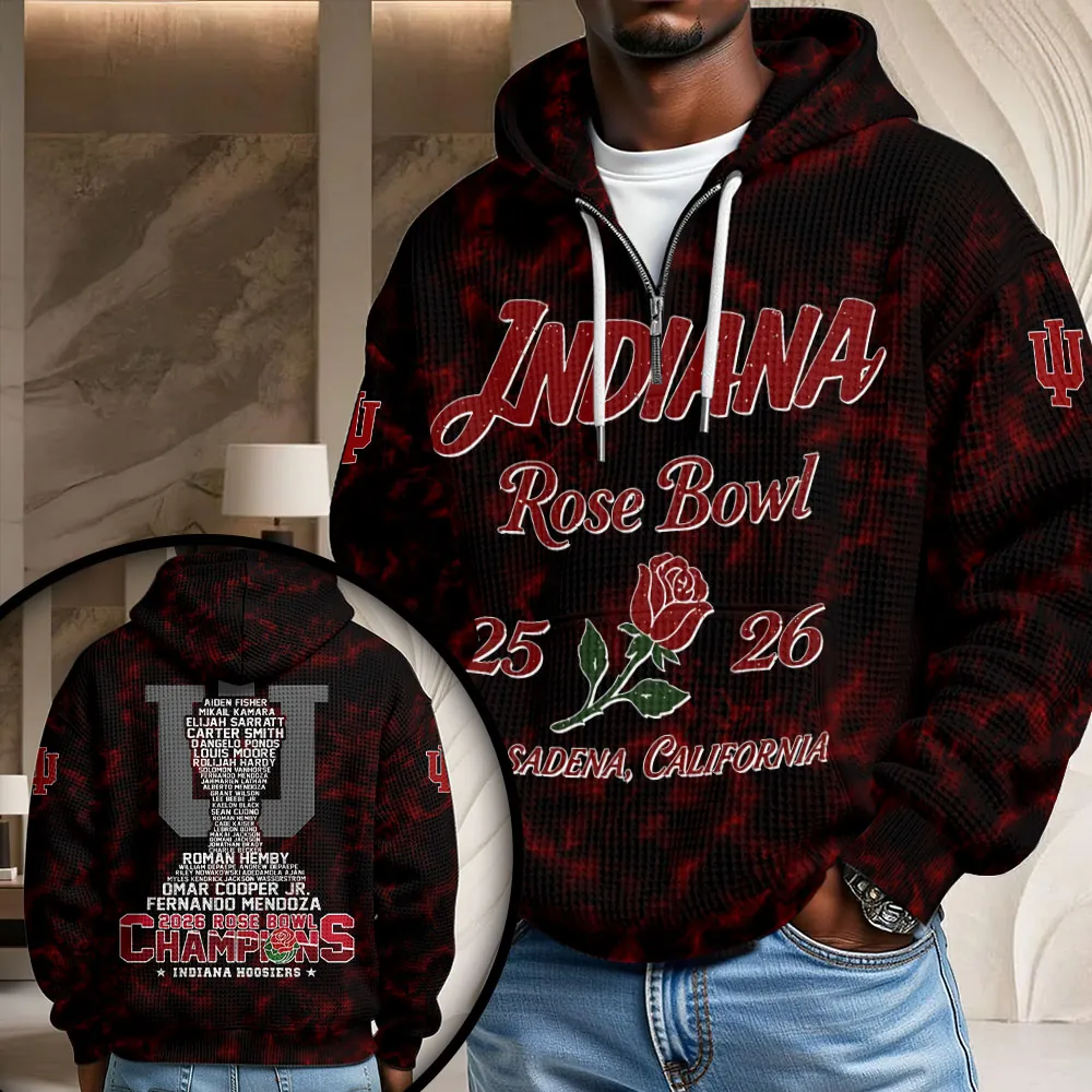 Indiana Hoosiers Football 3D Unisex Waffle Hoodie UWH1004