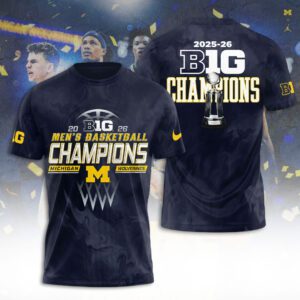 Michigan Wolverines Men's Basketball 2026 Big Ten Champions Unisex Performance T-Shirt SPM1166