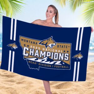 Montana State Bobcats Football 2025 National Champions Rectangle Beach Towel SPM1063