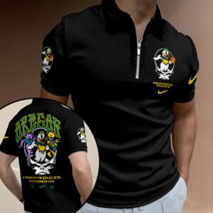 Oregon Ducks Men's Basketball x Grateful Ducks Steal Your Face Zipper Polo Shirt SPM1055