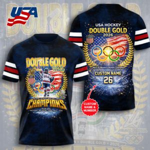 Personalized USA Hockey Olympic Champions 2026 Unisex Performance T-Shirt SPM1172