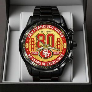 San Francisco 49ers 80th Anniversary 2026 Black Stainless Steel Watch SPM1061
