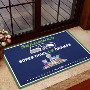 Seattle Seahawks Super Bowl LX Champions Custom Doormat SPM1035
